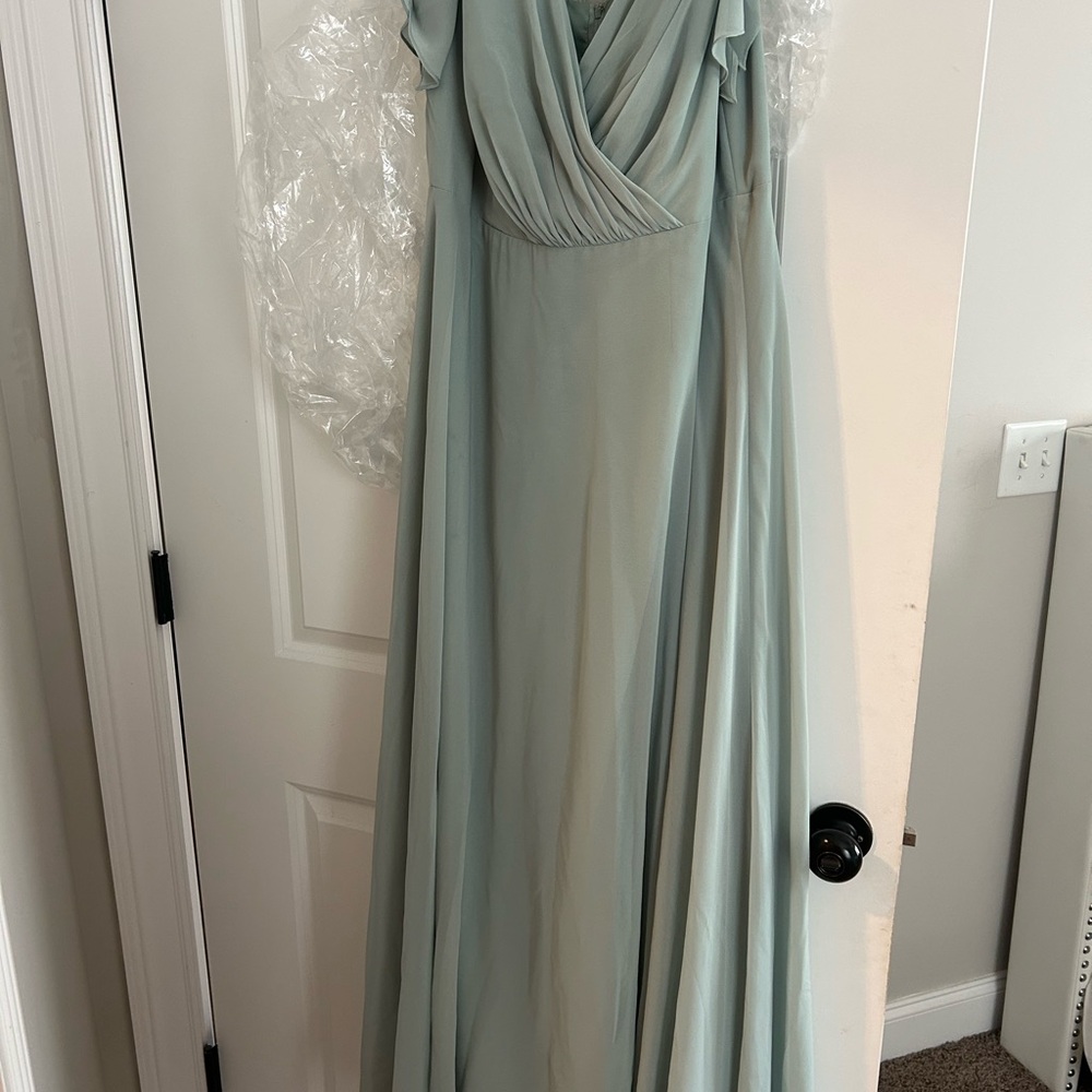 David's Bridal Light sage bridesmaid dress